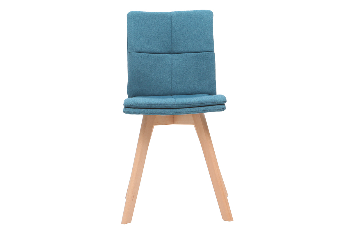 Sedia scandinava tessuto blu gambe legno chiaro set di 2 THEA