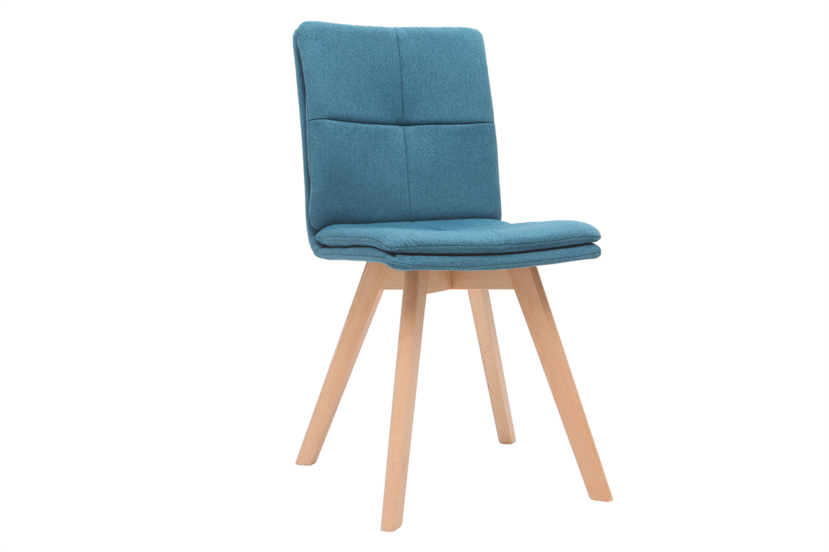 Sedia scandinava tessuto blu gambe legno chiaro set di 2 THEA