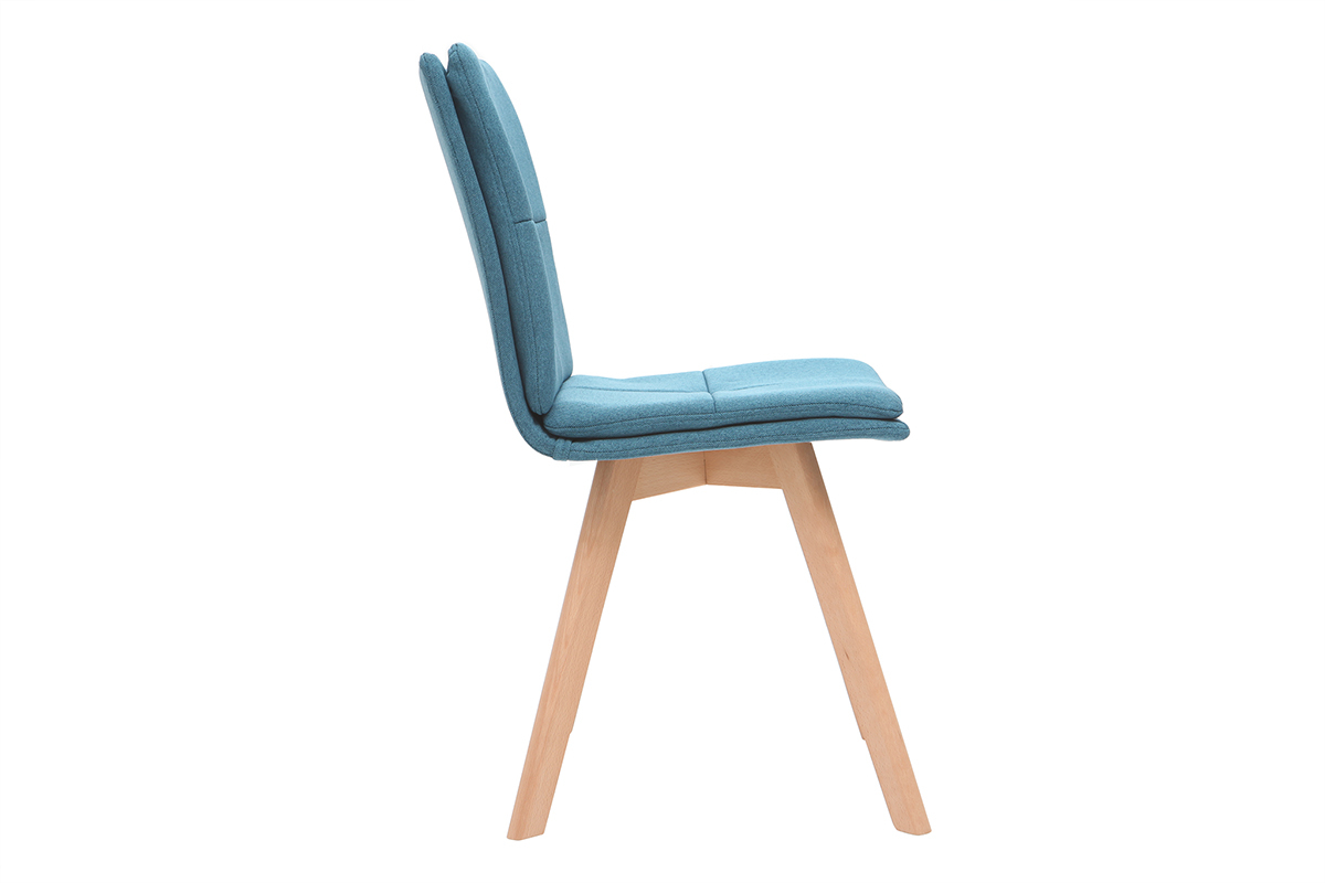 Sedia scandinava tessuto blu gambe legno chiaro set di 2 THEA
