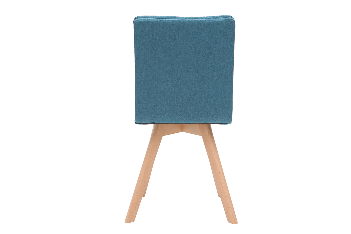 Sedia scandinava tessuto blu gambe legno chiaro set di 2 THEA