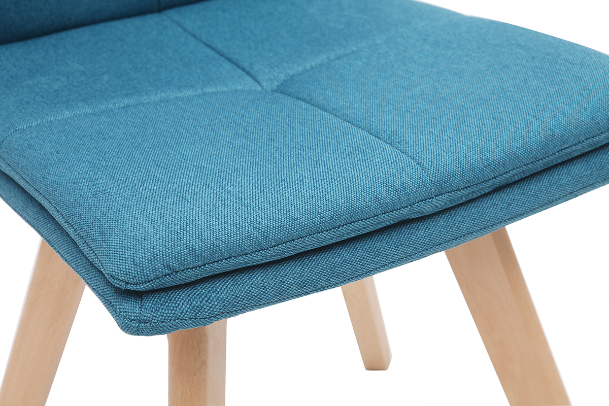 Sedia scandinava tessuto blu gambe legno chiaro set di 2 THEA