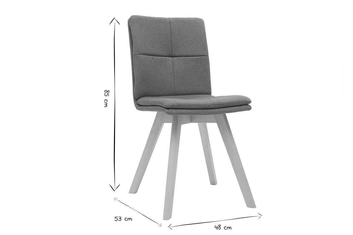 Sedia scandinava tessuto blu gambe legno chiaro set di 2 THEA