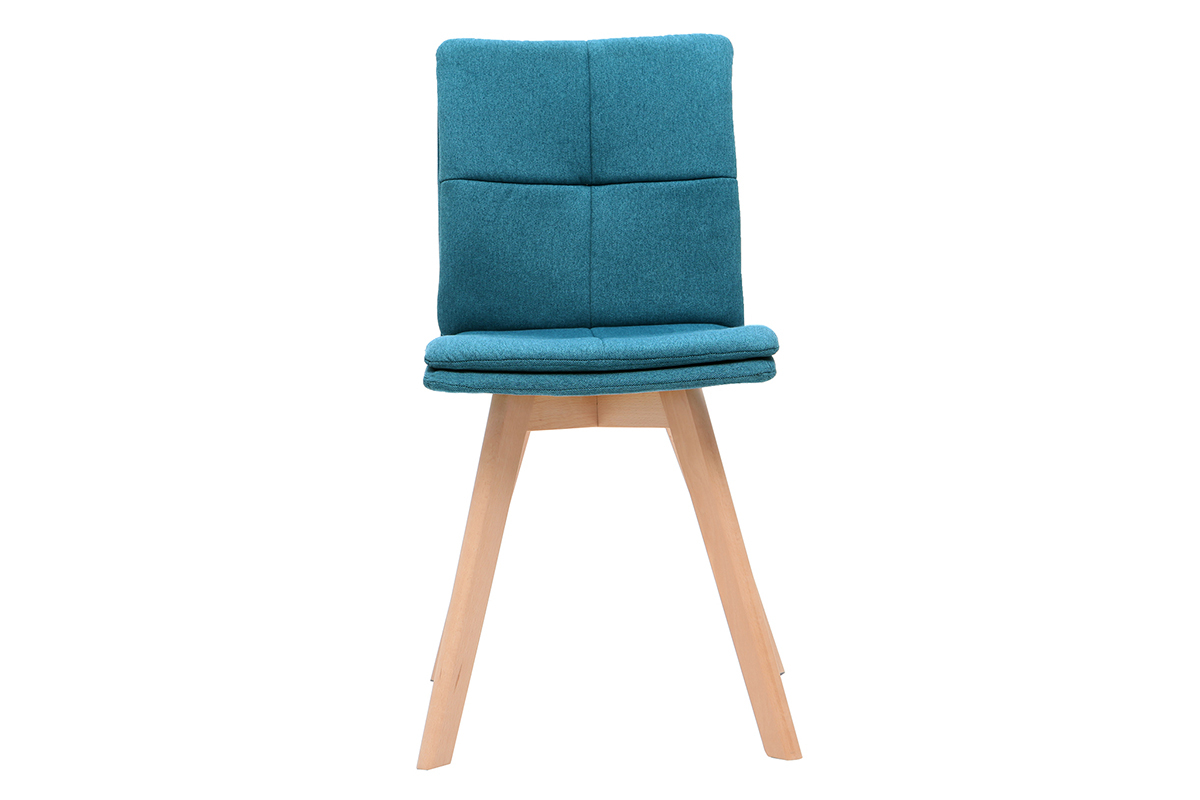 Sedia scandinava tessuto blu gambe legno chiaro set di 2 THEA
