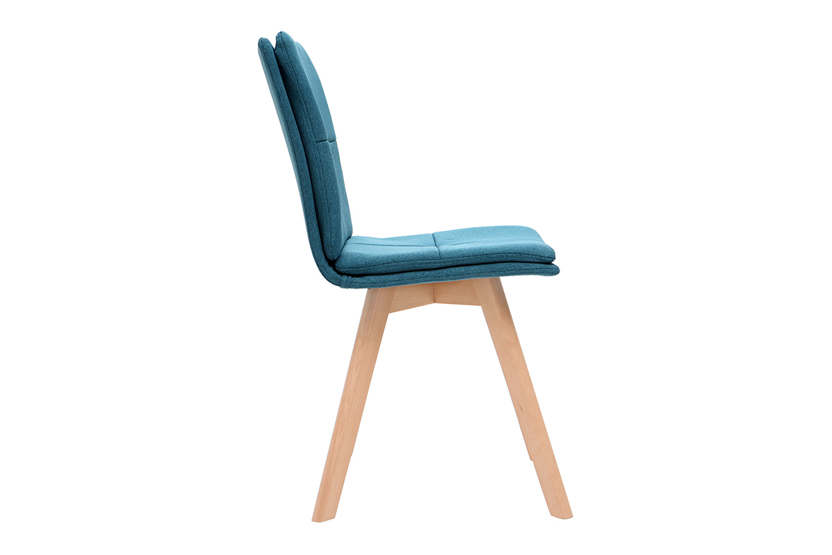 Sedia scandinava tessuto blu gambe legno chiaro set di 2 THEA