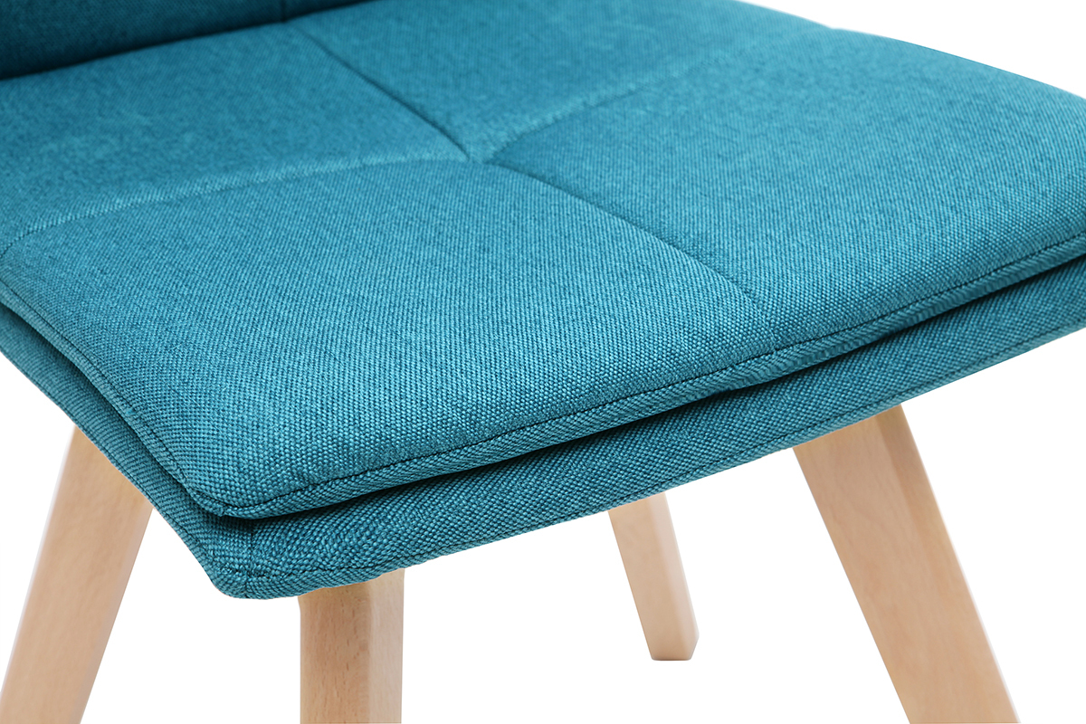 Sedia scandinava tessuto blu gambe legno chiaro set di 2 THEA