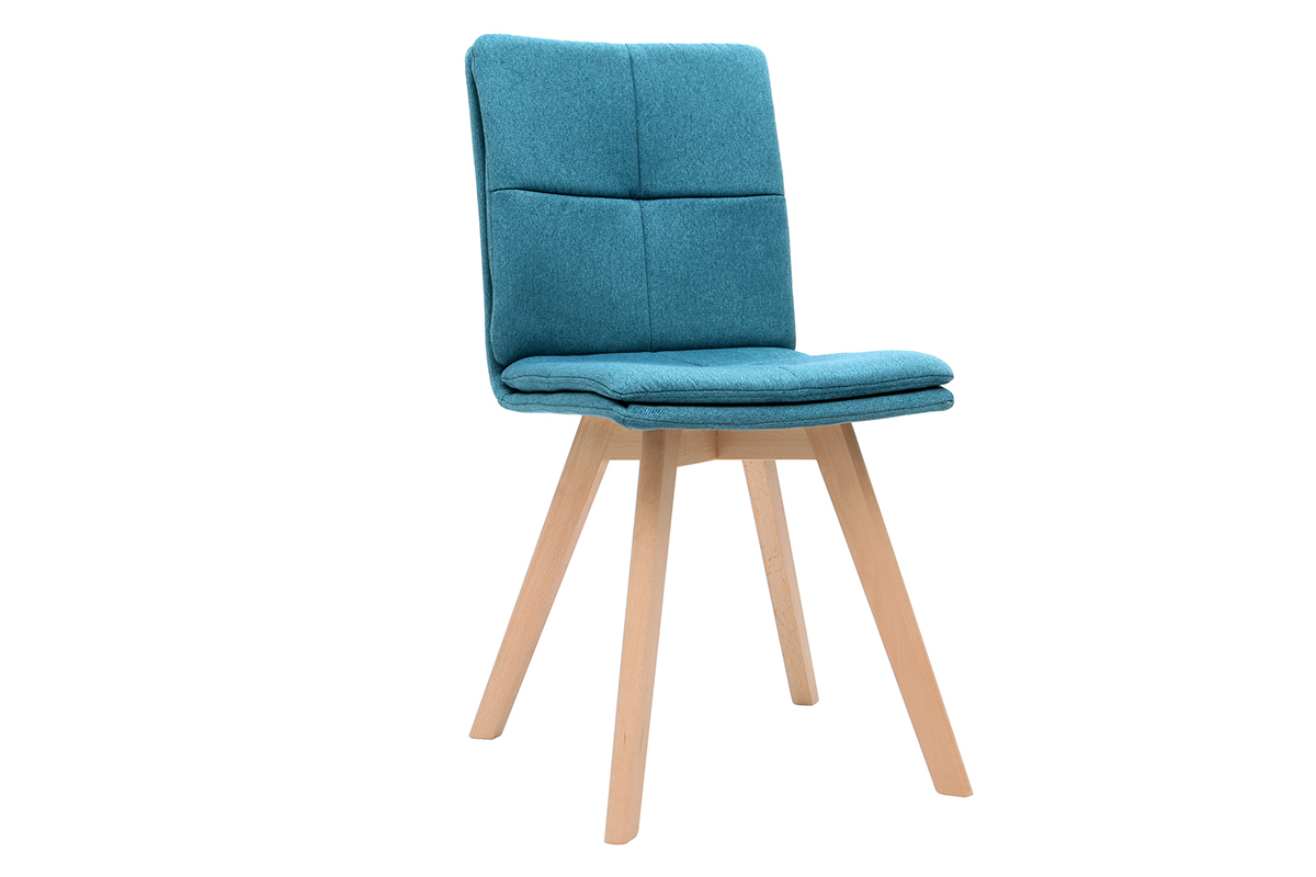 Sedia scandinava tessuto blu gambe legno chiaro set di 2 THEA
