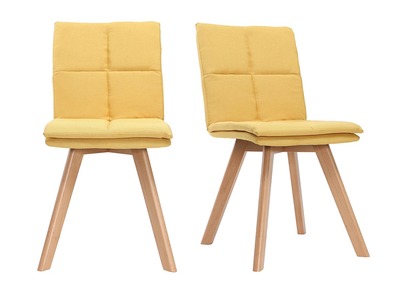 Sedia scandinava tessuto giallo gambe legno chiaro gruppo di 2 THEA