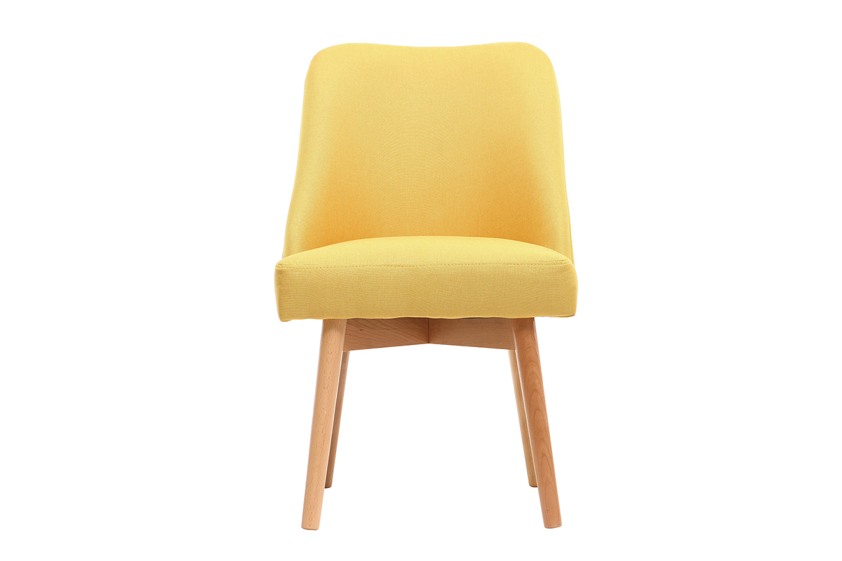 Sedia scandinava tessuto giallo piedi in legno chiaro LIV
