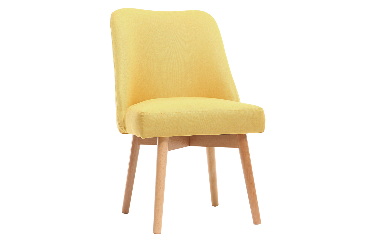 Sedia scandinava tessuto giallo piedi in legno chiaro LIV