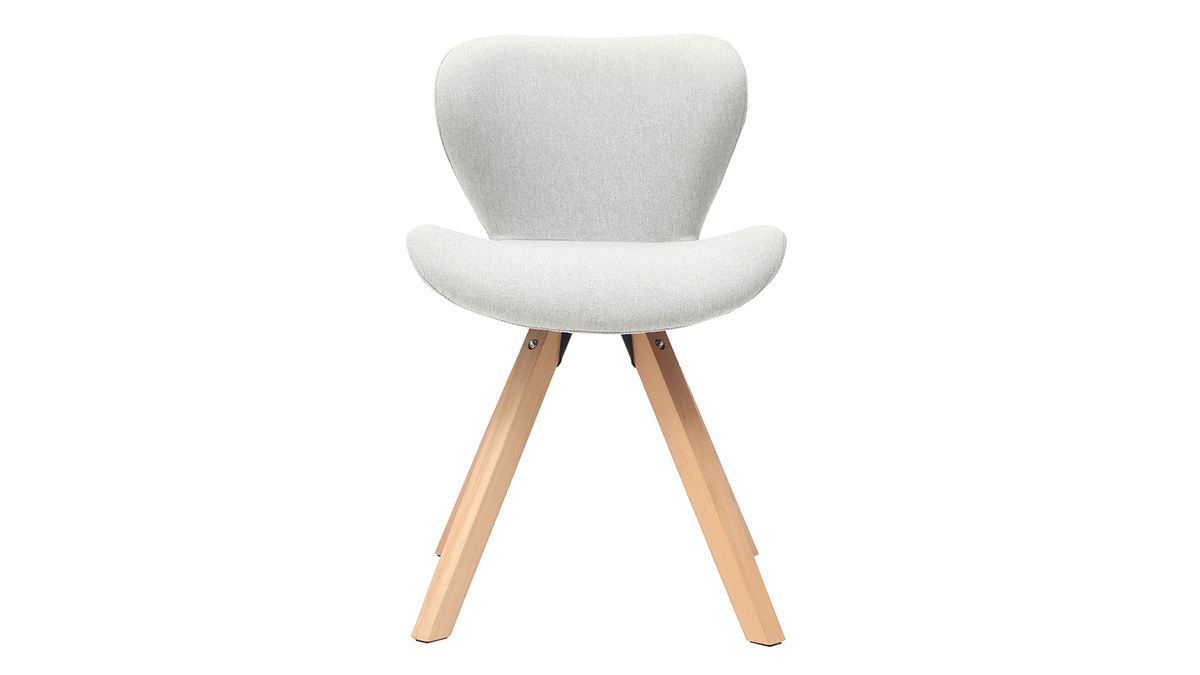 Sedia scandinava tessuto grigio gambe legno chiaro ANYA