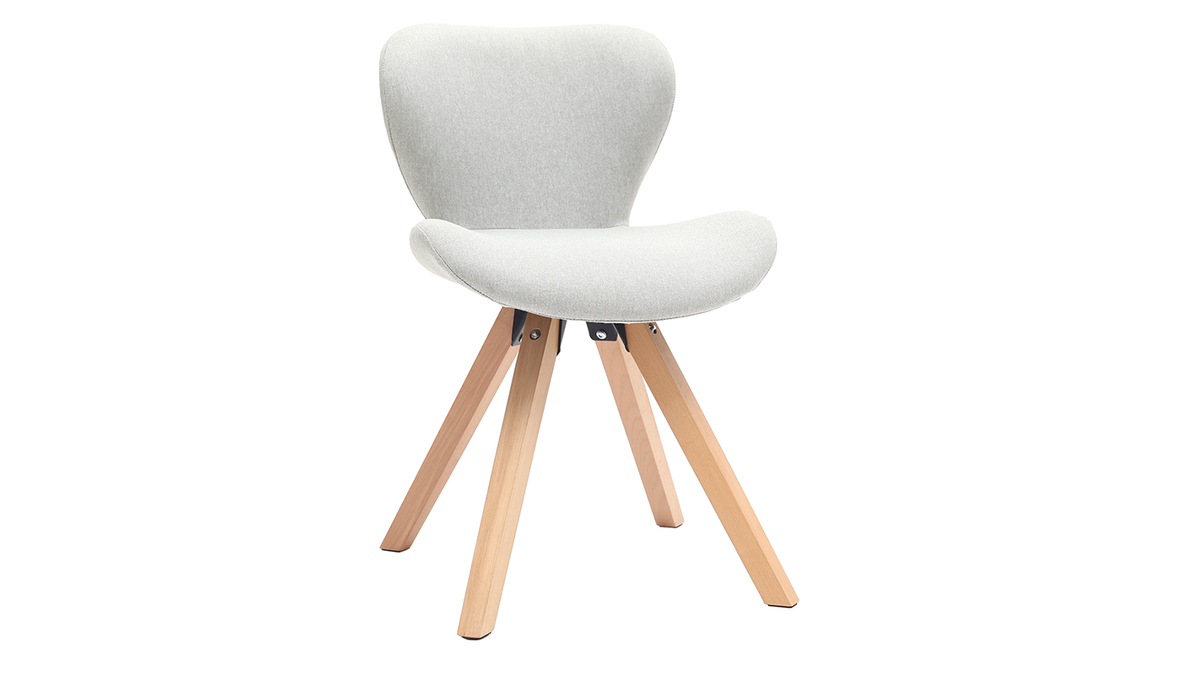 Sedia scandinava tessuto grigio gambe legno chiaro ANYA