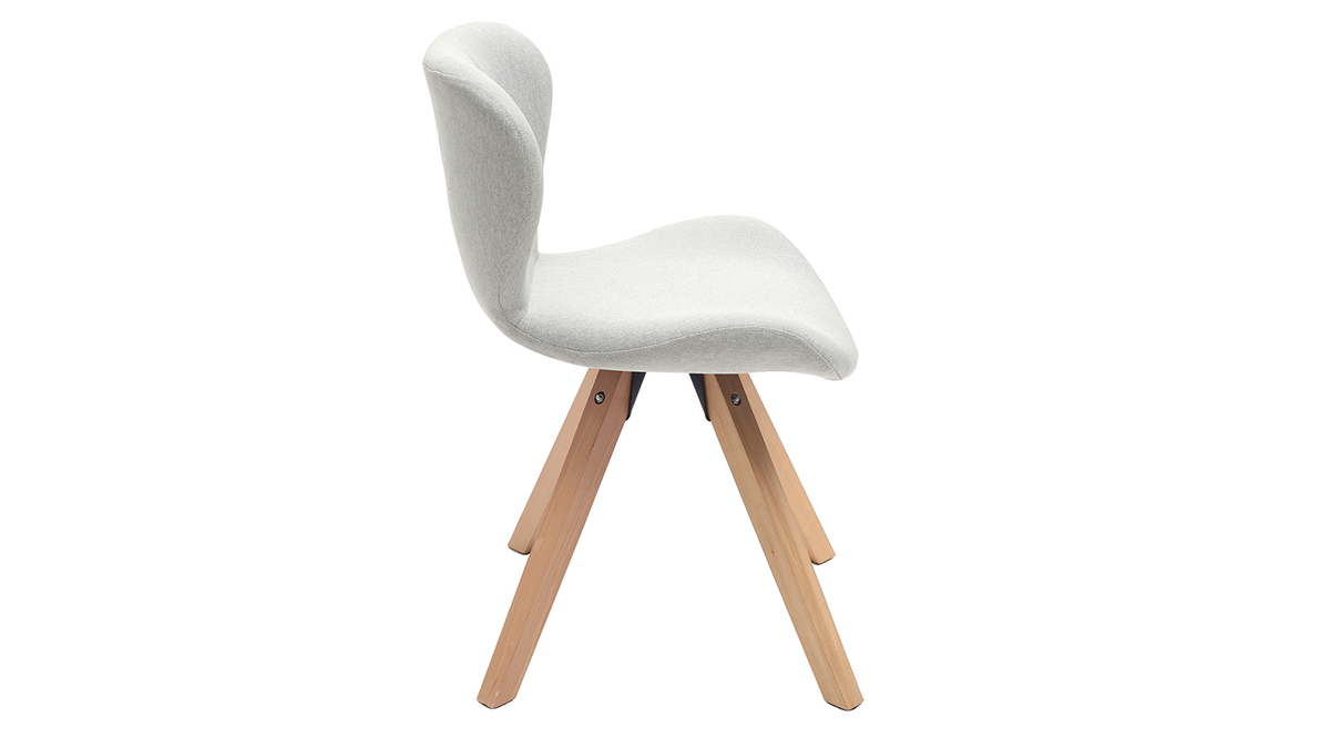 Sedia scandinava tessuto grigio gambe legno chiaro ANYA - Miliboo