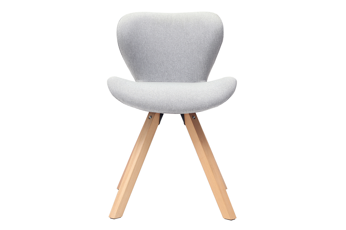 Sedia scandinava tessuto grigio gambe legno chiaro ANYA