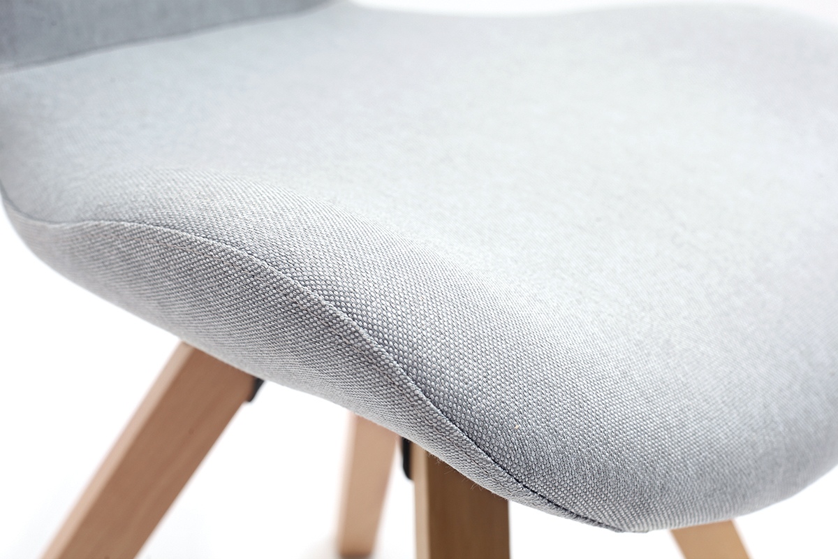 Sedia scandinava tessuto grigio gambe legno chiaro ANYA