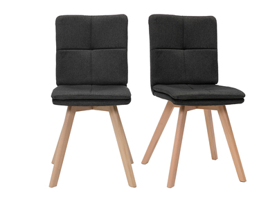 Sedia scandinava tessuto grigio gambe legno chiaro gruppo di 2 THEA