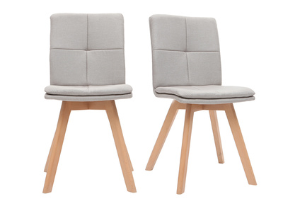 Sedia scandinava tessuto naturale gambe legno chiaro set di 2 THEA