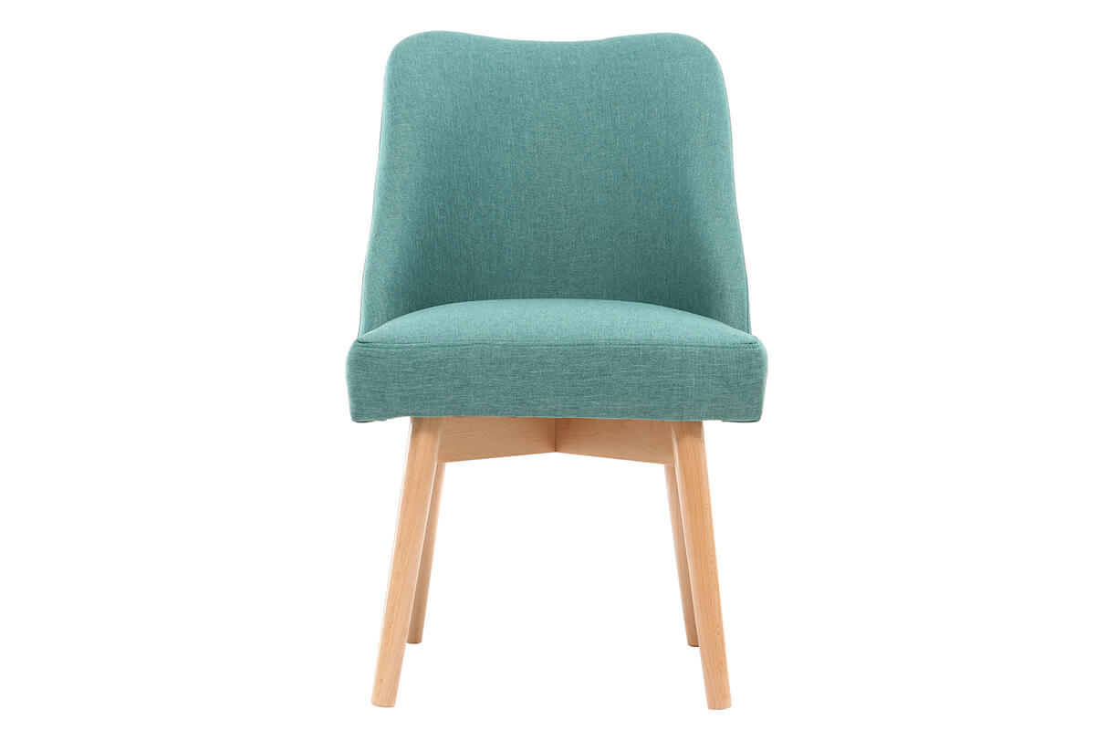 Sedia scandinava tessuto turchese piedi in legno chiaro LIV