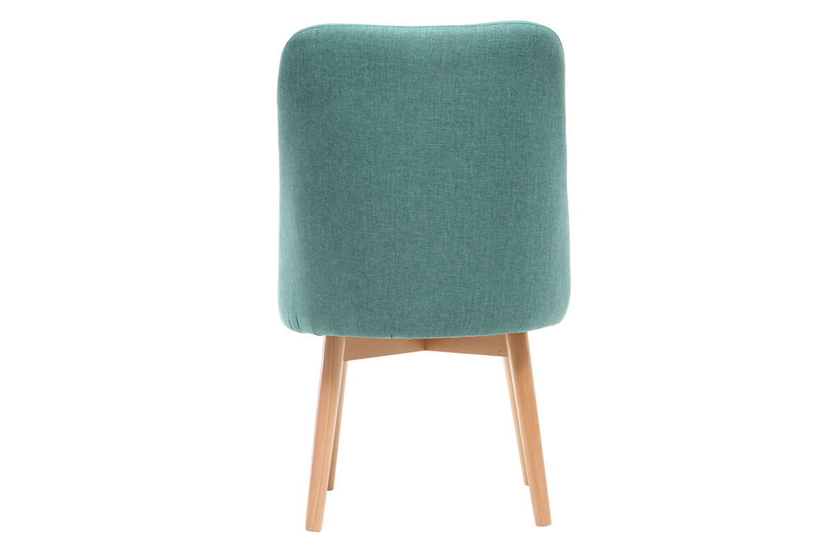 Sedia scandinava tessuto turchese piedi in legno chiaro LIV