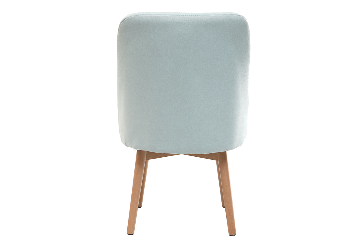 Sedia scandinava tessuto verde acqua piedi in legno chiaro LIV