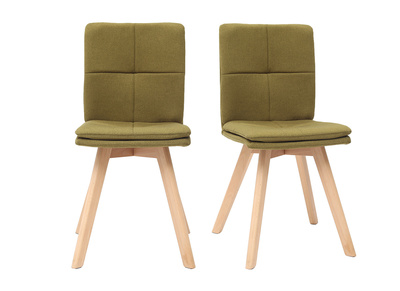 Sedia scandinava tessuto verde gambe legno chiaro gruppo di 2 THEA
