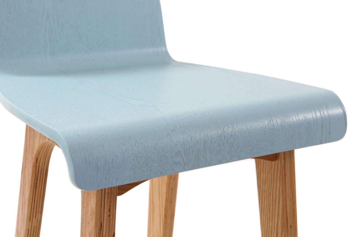 Sedia / sgabello da bar piedi in faggio seduta blu chiaro 75 cm BALTIK