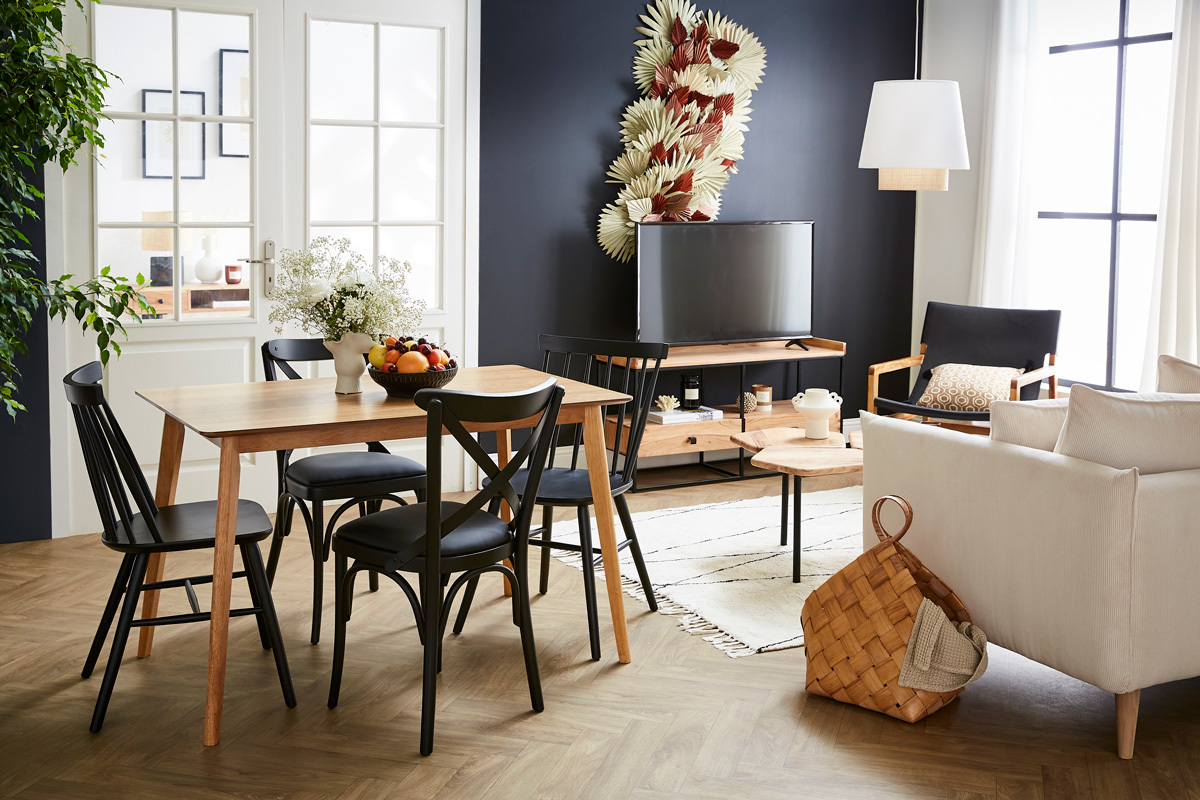 Sedie a listelli nero opaco (set di 2) COLBERT