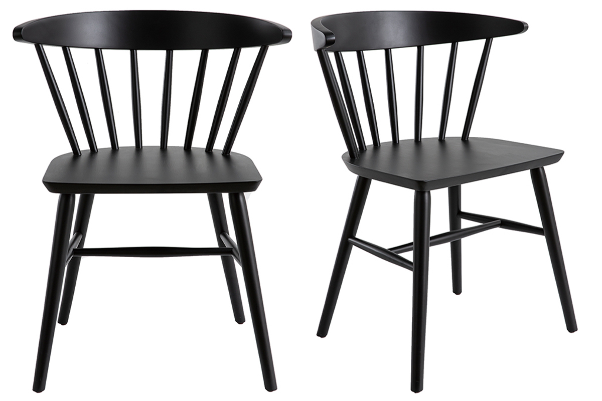 Sedie a listelli nero opaco (set di 2) DARIA