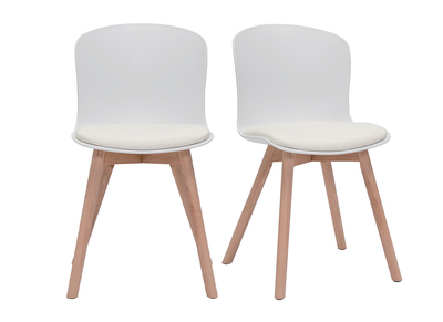 Sedia Ospite Scandinava Sedia Visitatore in Legno Gambe Squadrate H48 cm Blu Bianco CLP Sedia Design Pranzo Toulouse Imbottita in Tessuto 