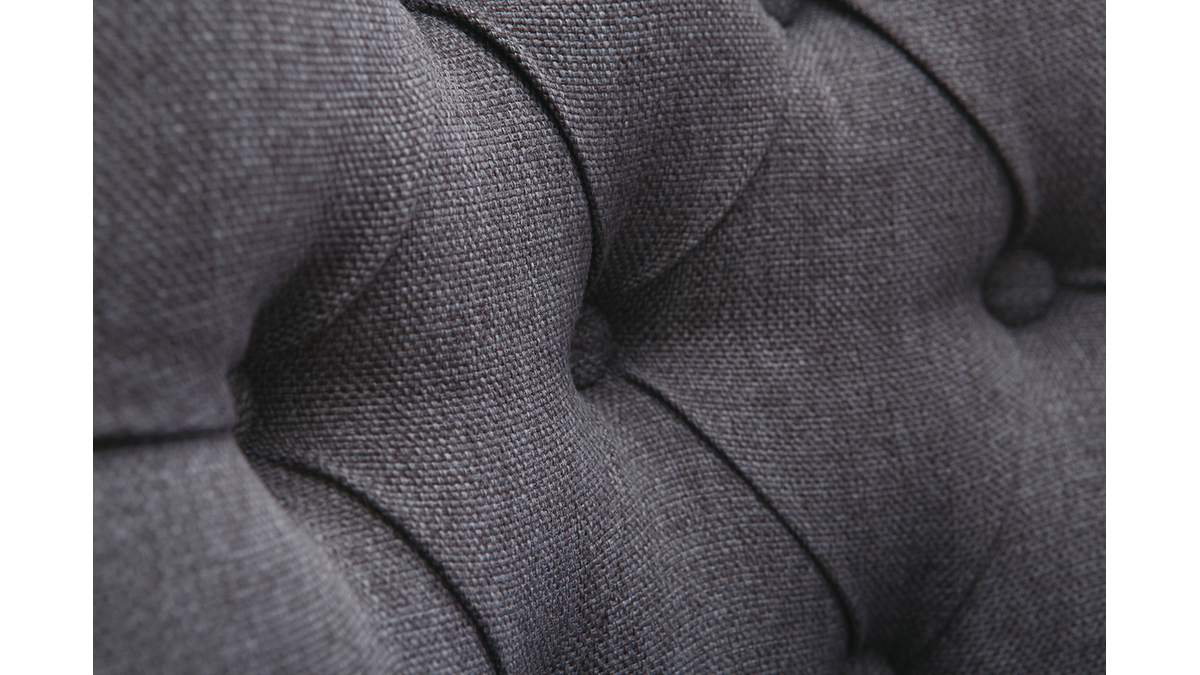 Sedie classiche in tessuto grigio scuro e legno massello chiaro (set di 2) VOLTAIRE