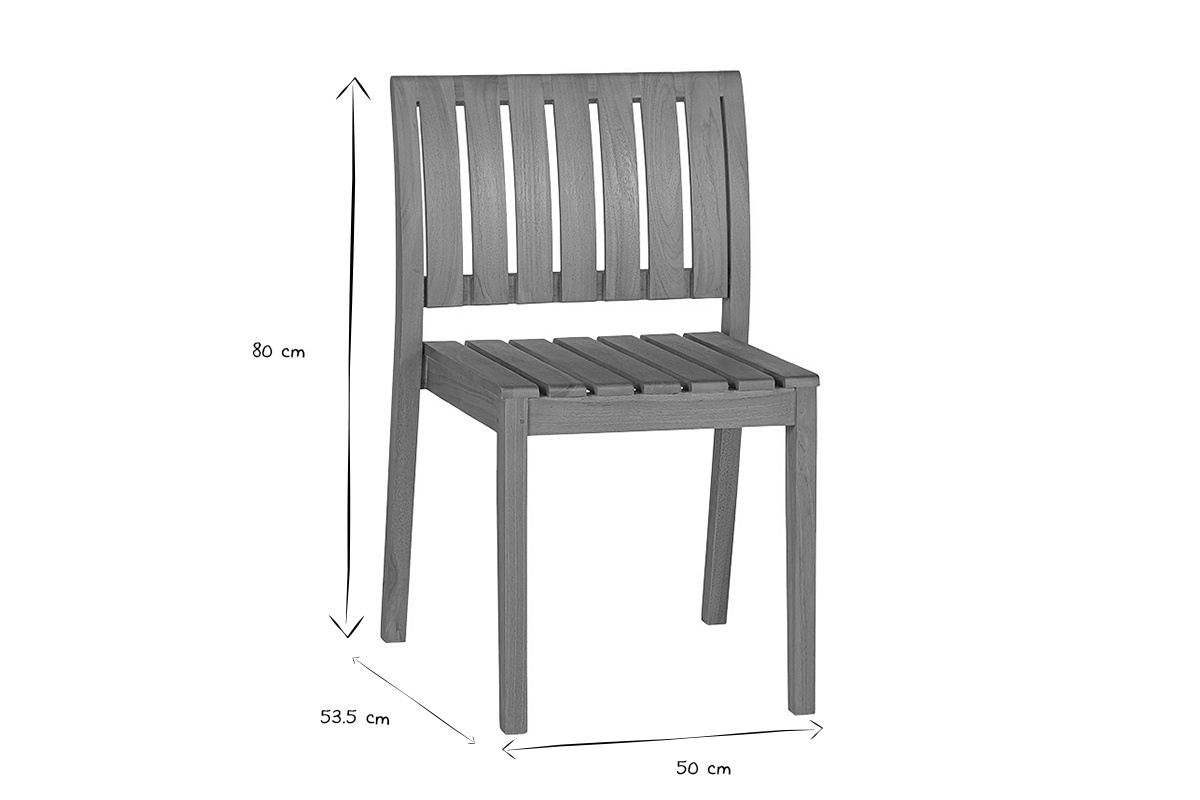 Dimensioni della sedia TECKA in bianco e nero: L50 x P53,5 x H80 cm