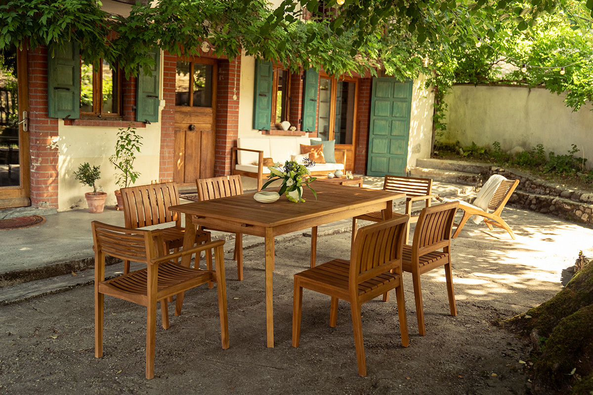 Sedie da giardino impilabili in legno di teak massello (lotto da 2) TECKA