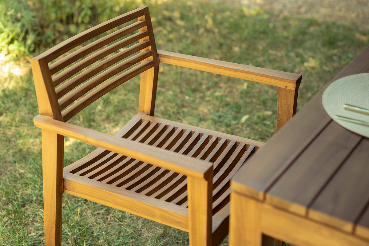 Sedie da giardino impilabili in legno di teak massiccio (lotto di 2) KAYU