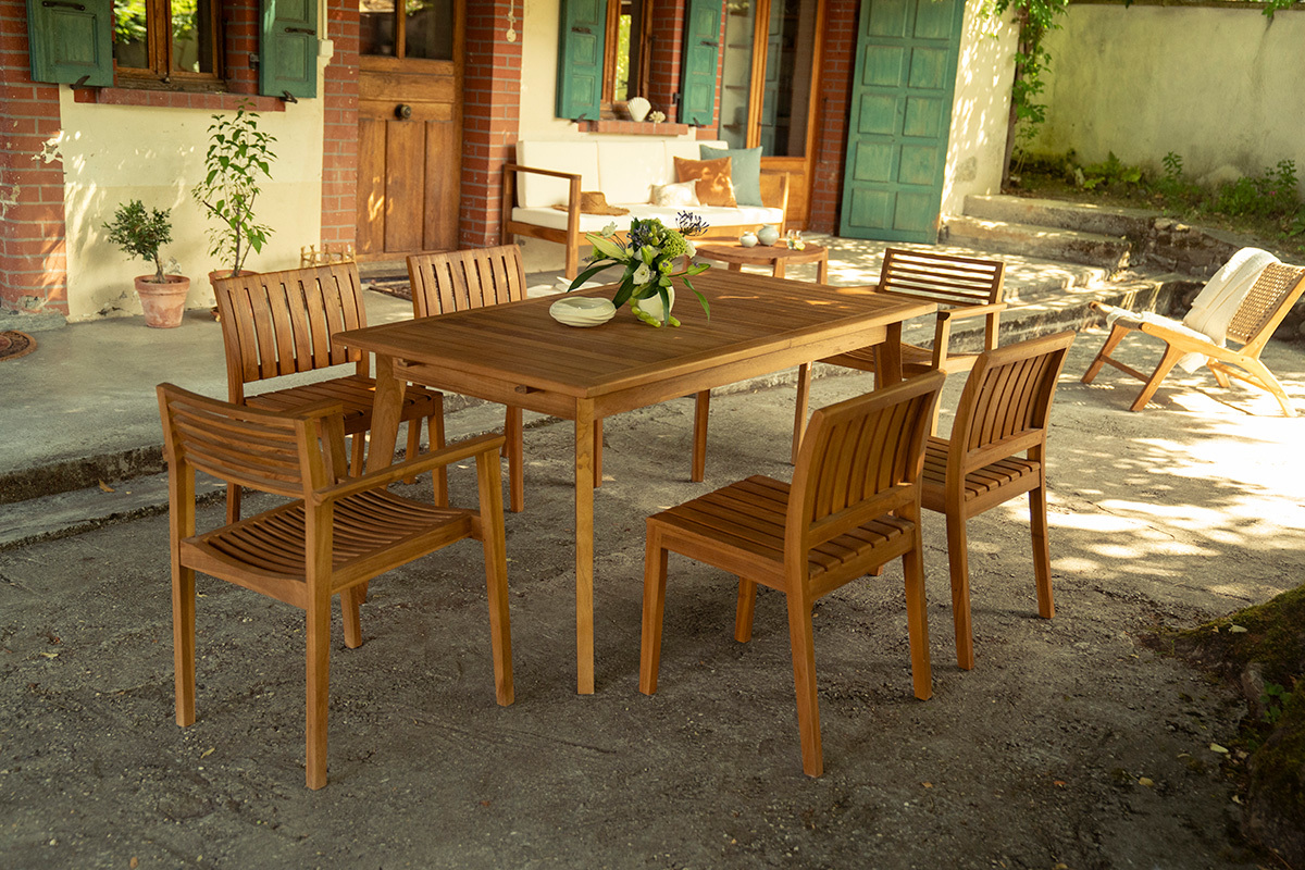 Sedie da giardino impilabili in legno di teak massiccio (lotto di 2) KAYU
