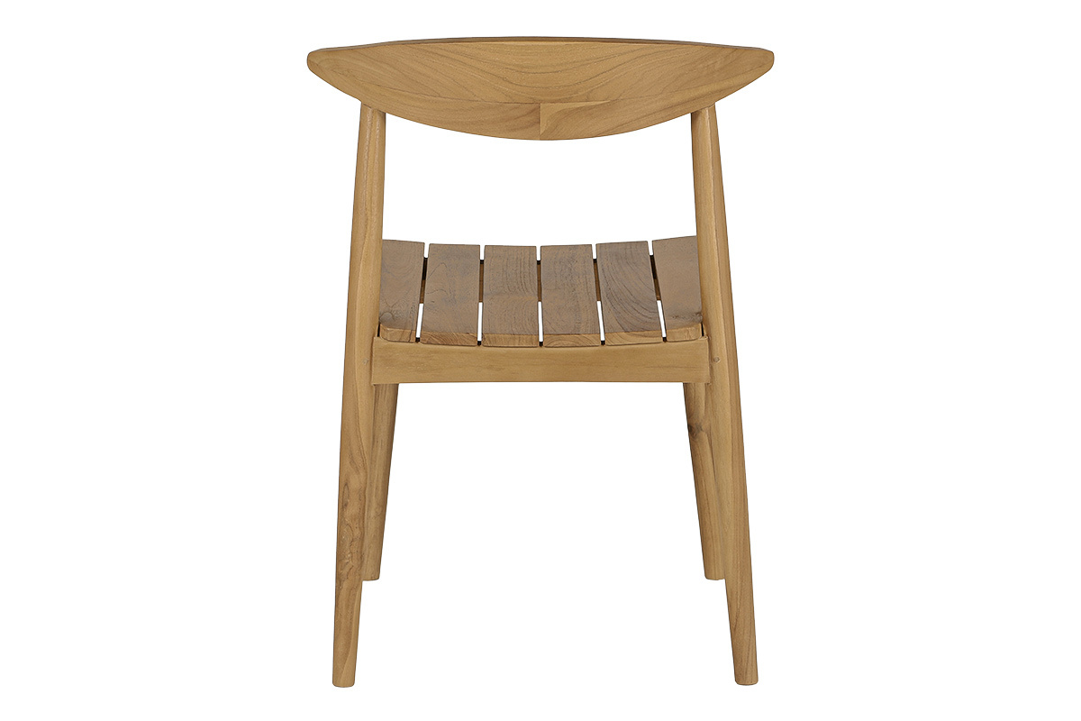 Sedia da giardino SAGARA in teak massello, vista posteriore, design impilabile ed essenziale.