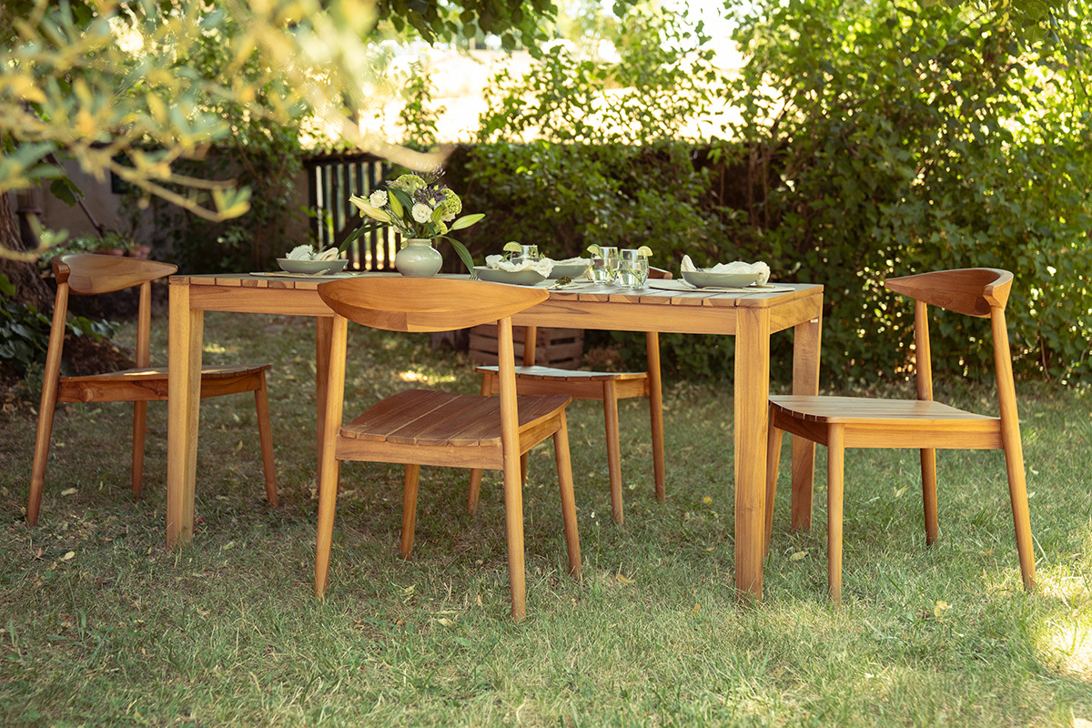 Sedie da giardino impilabili in legno massello di teak (lotto da 2) SAGARA