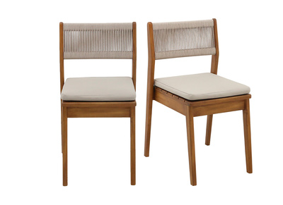 Sedie da giardino in legno massiccio e corda intrecciata (set di 2) ZEPHYR