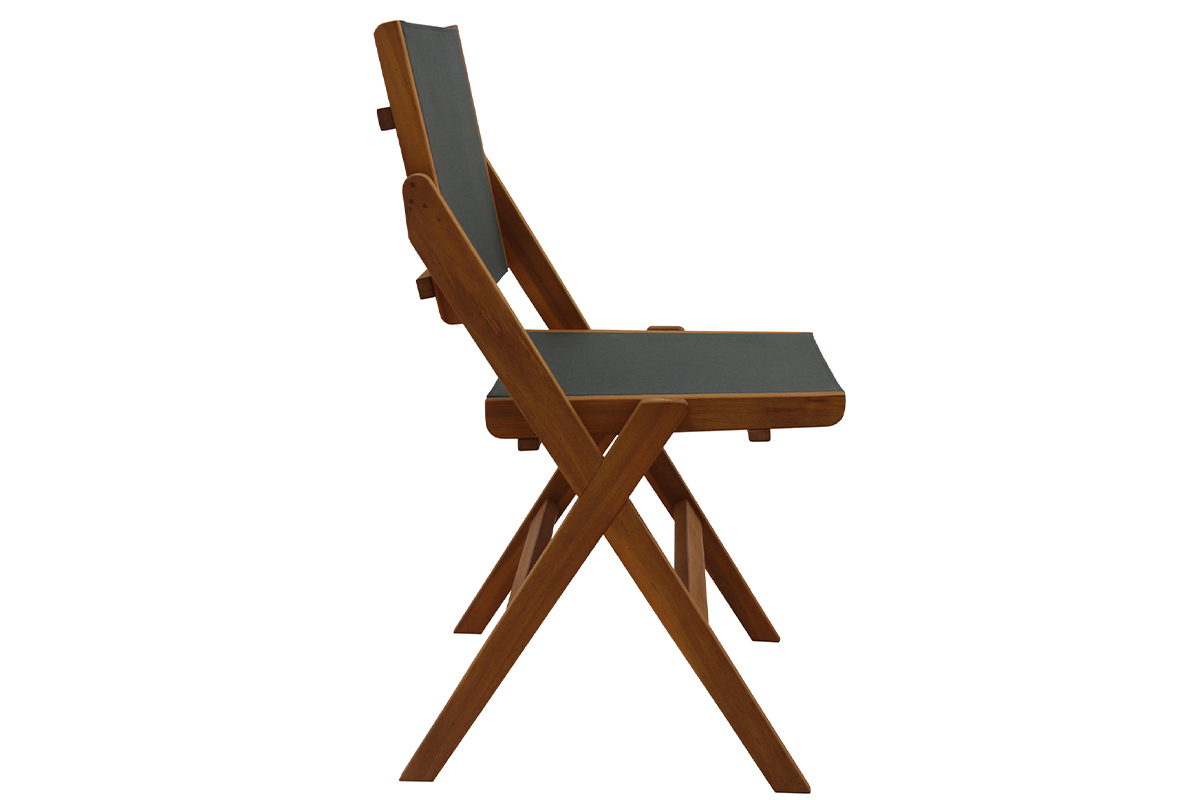 Sedie da giardino pieghevoli grigio scuro e legno massello (set di 2) APIK