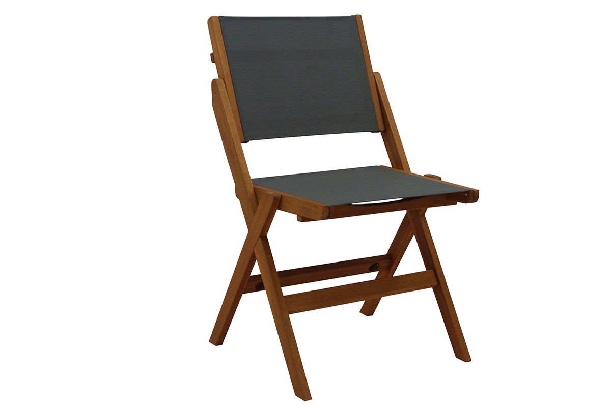 Sedie da giardino pieghevoli grigio scuro e legno massello (set di 2) APIK
