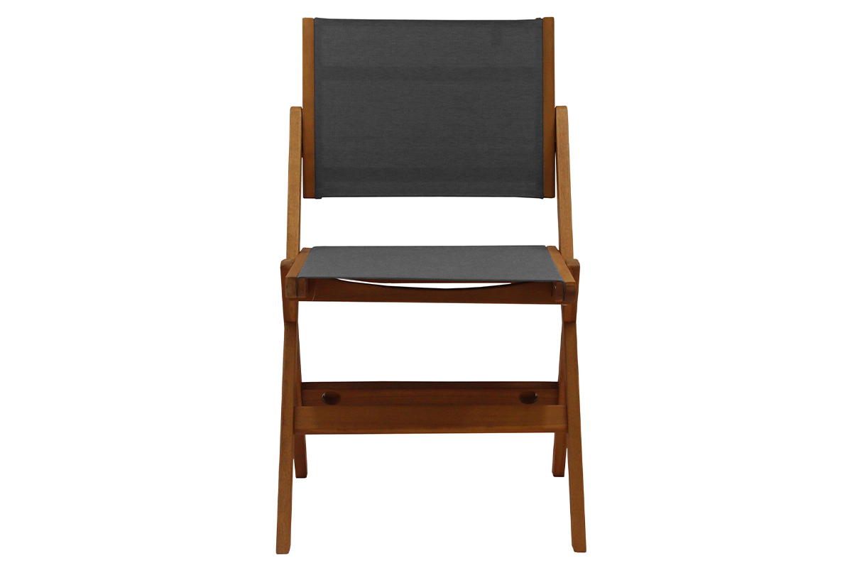 Sedie da giardino pieghevoli grigio scuro e legno massello (set di 2) APIK