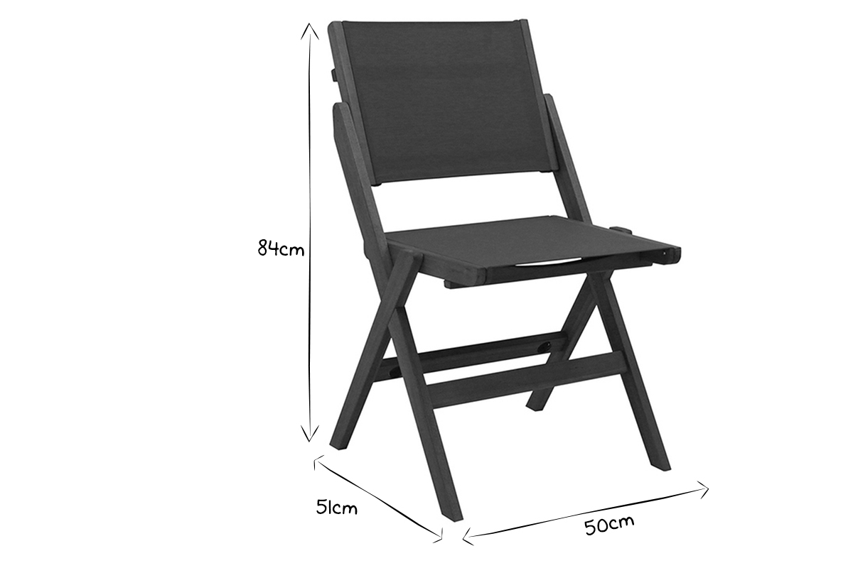 Sedie da giardino pieghevoli grigio scuro e legno massello (set di 2) APIK