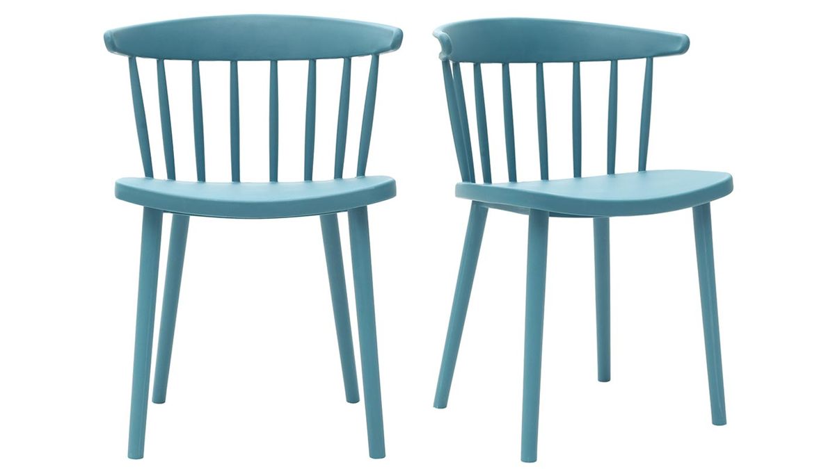 Sedie design con barre blu anatra interne / esterne (set di 2) HOLLY