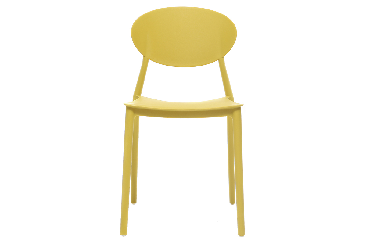 Sedie design gialle in polipropilene impilabili interno - esterno (set di 2) ANNA