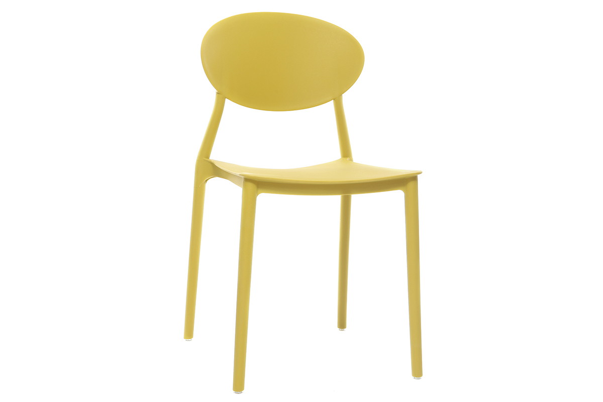 Sedie design gialle in polipropilene impilabili interno - esterno (set di 2) ANNA