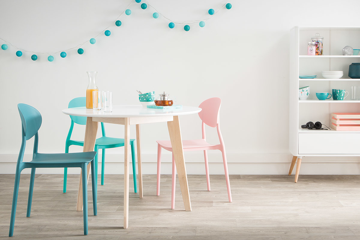 Sedie design gialle in polipropilene impilabili interno - esterno (set di 2) ANNA
