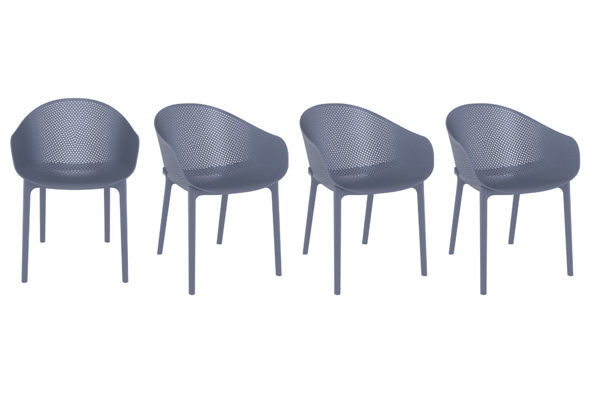 Sedie design grigie interno / esterno (gruppo di 4) OSKOL