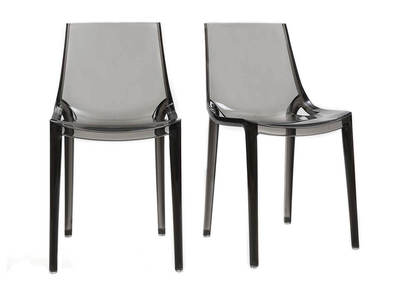 Sedie design grigio fum&eacute; impilabili (gruppo di 2) YZEL