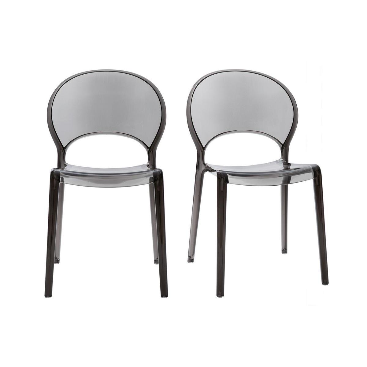 Sedie design grigio fumo impilabili interno/esterno (set di 2) YOPAL