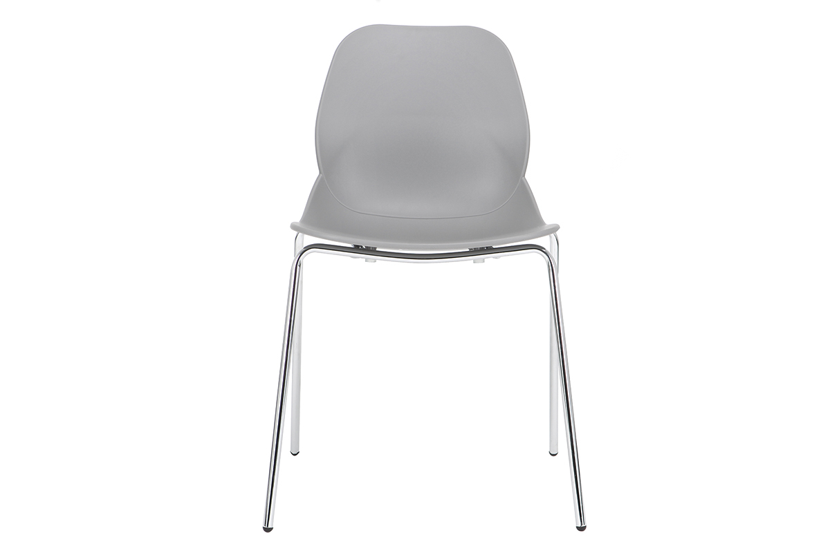 Sedie design Grigio impilabili con gambe in metallo lotto di 2 TROCADERO