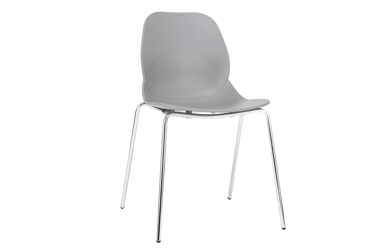 Sedie design Grigio impilabili con gambe in metallo lotto di 2 TROCADERO