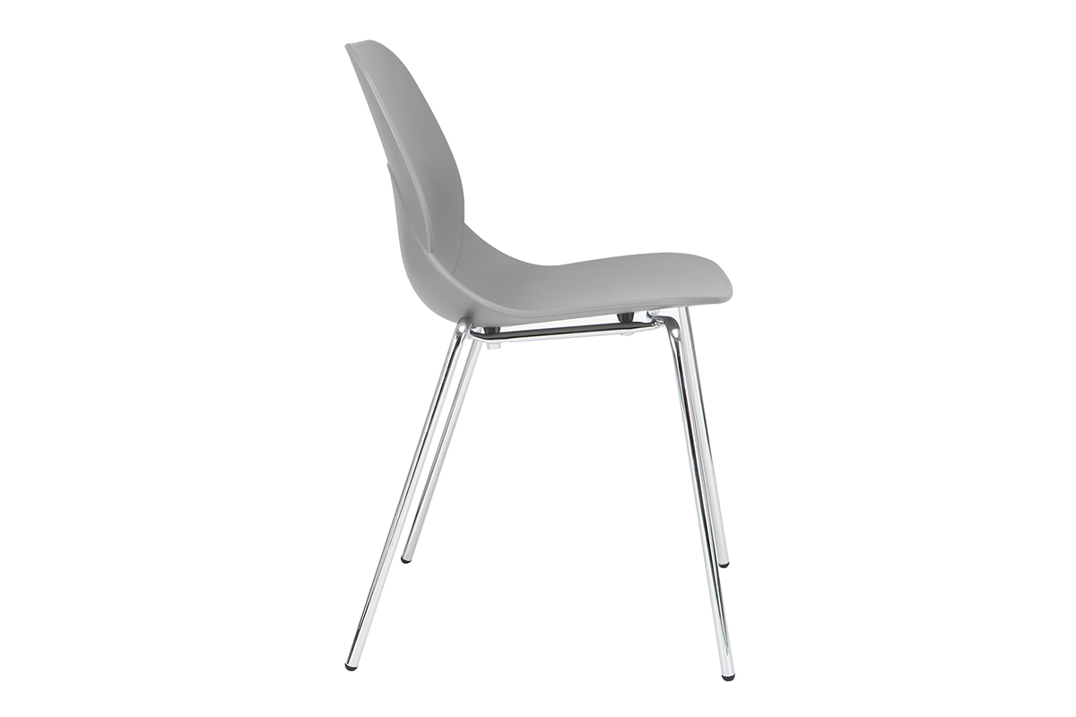 Sedie design Grigio impilabili con gambe in metallo lotto di 2 TROCADERO